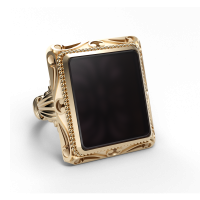 Arany pecsétgyűrű - Négyszög alakú onyx kővel
